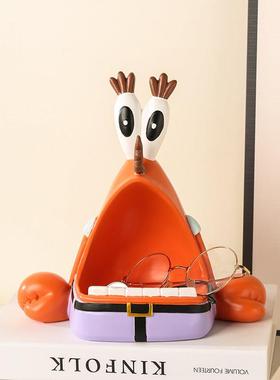 蟹老板钥匙收纳摆件桌面创意玄关入户门置物托 托盘海绵宝宝系列