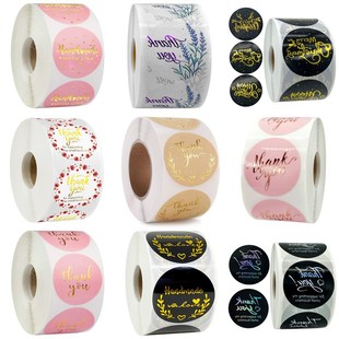 饰不干胶标签 装 500贴 卷金色烫金谢谢贴纸信封封口贴烘焙礼物包装