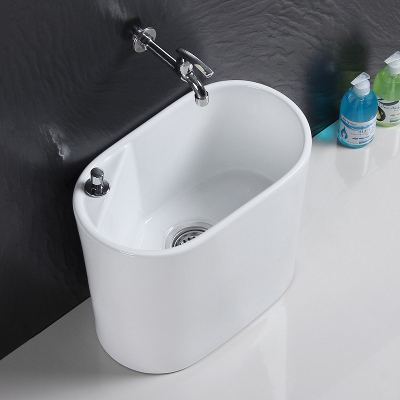 25cm小号迷你陶瓷拖把池阳台洗拖布池家用地拖布盆墩布池自动下水