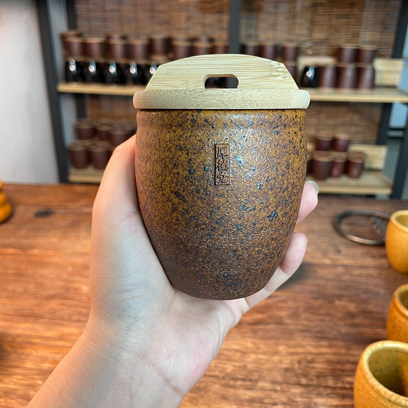 纯手工粗陶小水缸粗瓷茶具水缸杯水瓮杯陶瓷日式茶杯主人杯中式