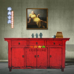 新中式 饰柜 家俱实木储物柜实 仿旧门厅玄关柜装 实木餐边柜备餐桌