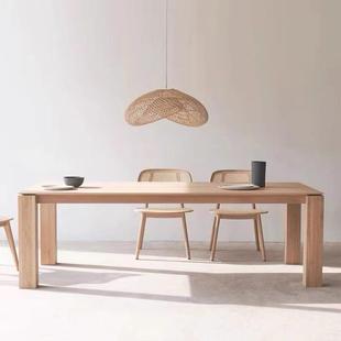 北欧实木极简长桌设计师办公桌客厅工作台原木餐桌简约现代洽谈桌
