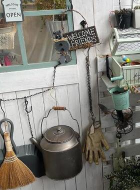 园艺杂货ZA75665KK挂A旧铁艺钩型铸铁做爱心S金属挂钩花盆上墙打