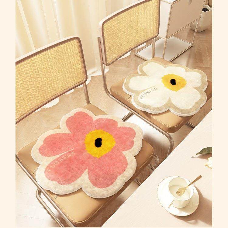 异形花花彷羊绒椅垫办公室坐垫柔软毛绒梳妆台座垫凳子垫屁垫防滑