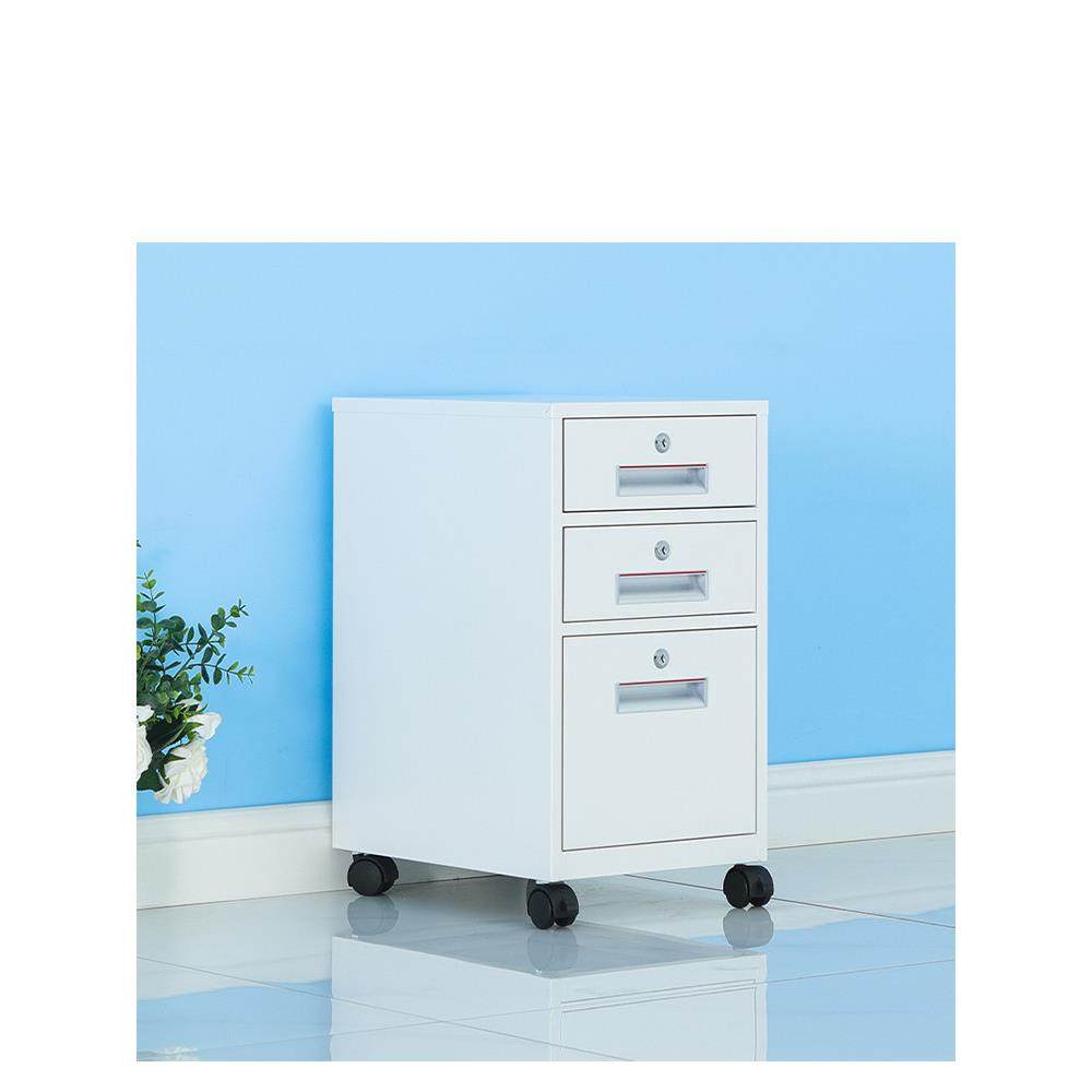 办公文件柜密码矮柜桌下带锁三抽屉柜活动柜收纳储物小柜子铁皮柜