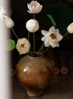 荷花仿真花新中式莲花装假花摆道客厅莲蓬荷叶饰83056件插花摆设