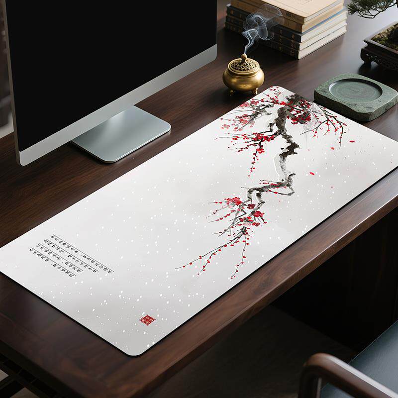 鼠标垫国风水墨山水画超大号古风办公护腕大尺寸电脑键盘桌垫定制