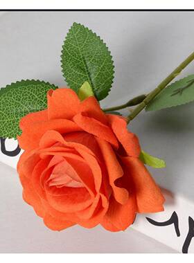 彷真瑰单支大绒布瑰花情人节家居45743插花花婚玫礼装玫饰假花人