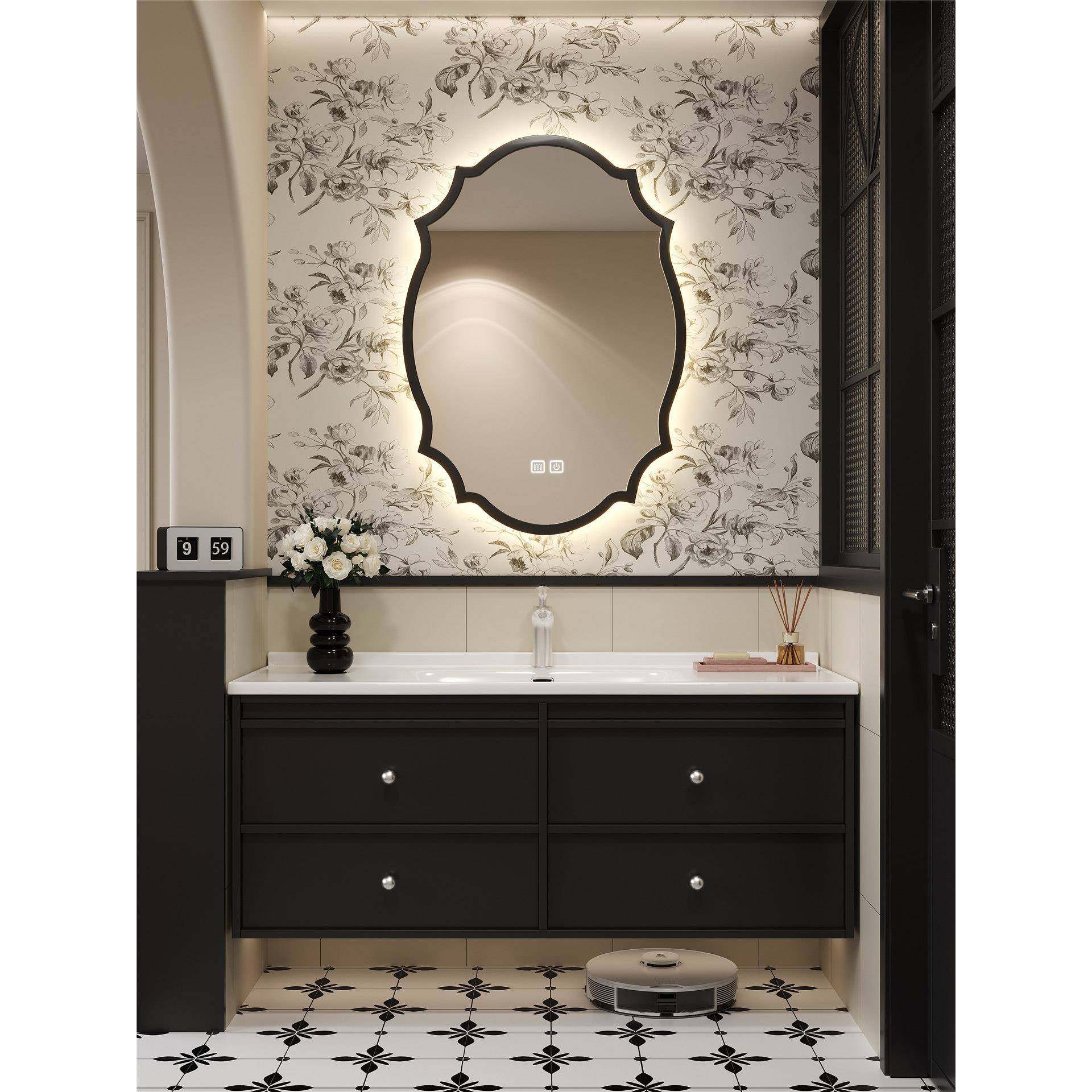 新款黑色法式覆古浴室柜卫生间陶瓷一体洗脸盆柜洗漱台厕所洗手盆