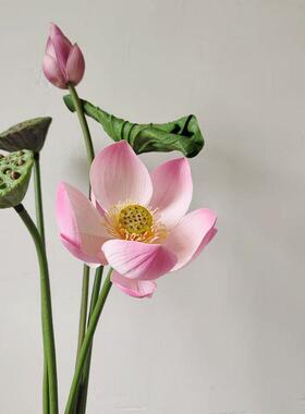 摆高档仿真手感荷花莲63118花仿花设高级感逼真插餐花客厅桌真装