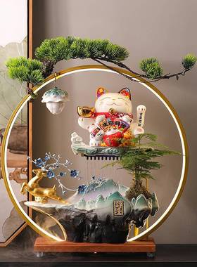 一鹿财招财摆件开猫业40460礼物自动发招手前流水摆件循环水入户