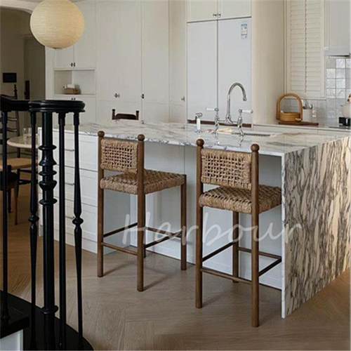 中古风实木编绳吧台椅家用岛台高脚椅高脚凳酒吧椅咖啡厅前台吧椅