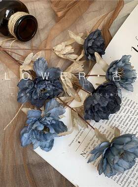 焦色仿真糖花牡花银莲小牡丹莲鹤54379牡丹丹客餐桌假花摆放头厅