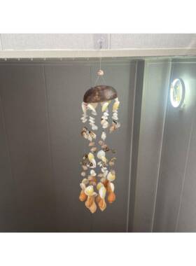 贝壳壳风铃挂间饰吊饰房装创意铃铛宿舍入门室内80928海椰螺田饰