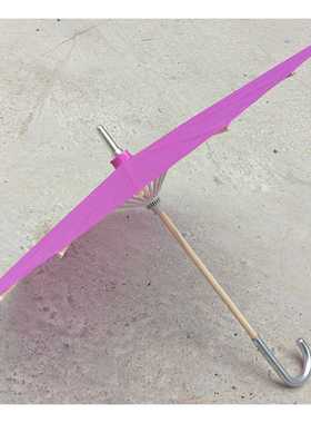 100CM号cos尖道具伞银魂神威地神乐紫色纯色绸布大弯柄顶伞可1735