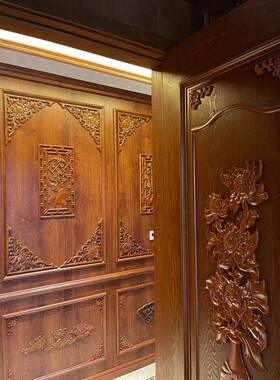 欧东阳贴木雕中式式吊顶角大花家具柜门装79774饰背景墙实木花花