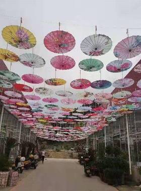 防52061雨晒室内户外中式古饰风防影吊顶装油纸伞汉服旗袍跳舞摄