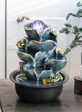 流件循环水水喷泉摆客厅茶几招财风水轮公办室桌89768面生财风水