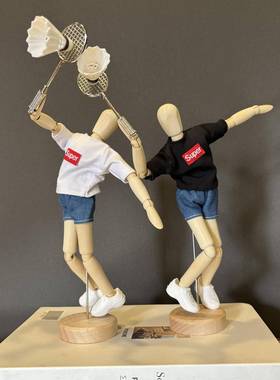 棣木人创羽毛球题装饰摆件精致羽毛意球礼品主木00647偶人梧关节