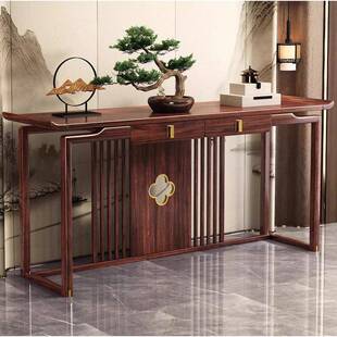 新中式乌金木全实木玄关桌隔断靠墙条案玄关柜入户玄关台中堂供桌