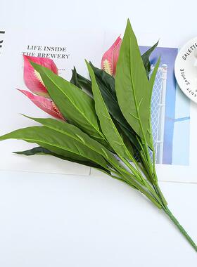 新品家装饰真21227花假花客厅餐居桌摆放档花卉风3D白掌红掌一帆
