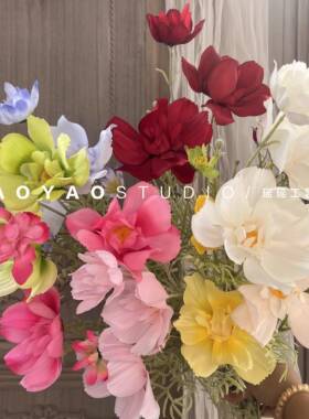 4波斯菊大格桑头花 小清田园野花家居花73077摆件装饰新绢植绒格