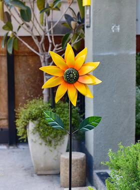 太阳能艺风车田园风双户外花园40547庭风院摆件装铁饰架子车层旋