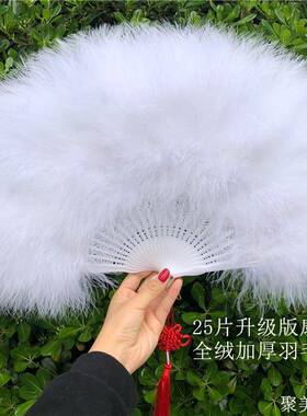 羽毛扇包邮全绒加厚羽毛台扇标准扇 子旗OYV走秀舞表演舞蹈扇50*3
