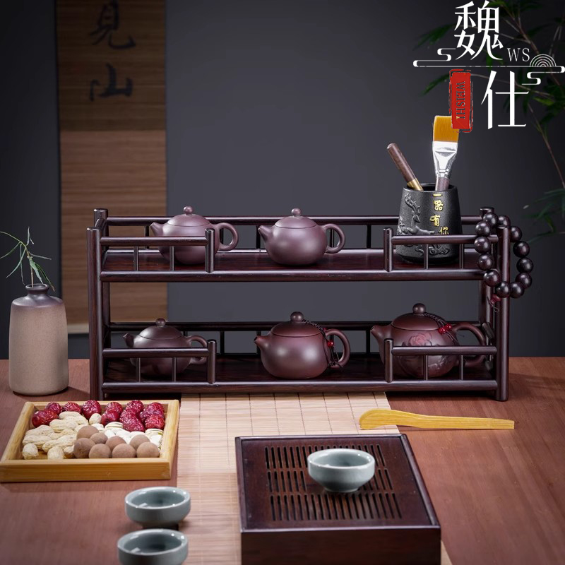 中式实木博古架家用茶桌小型置物架茶架桌面茶壶茶具展示柜摆放架