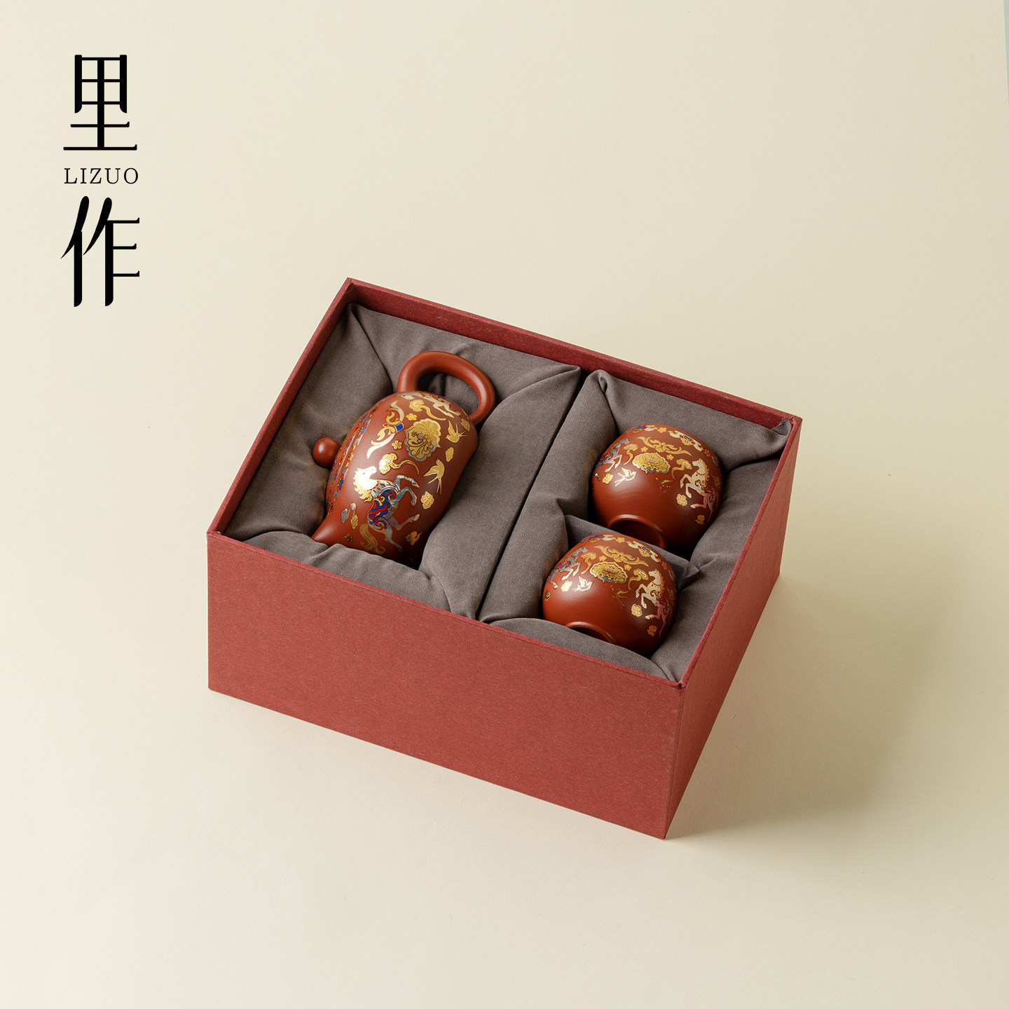 里作朱泥紫砂一壶两杯礼盒套装中式马上有钱功夫茶具茶壶茶杯礼品,餐饮具,功夫茶具,淘宝优惠券,粉丝福利购,淘宝优惠卷