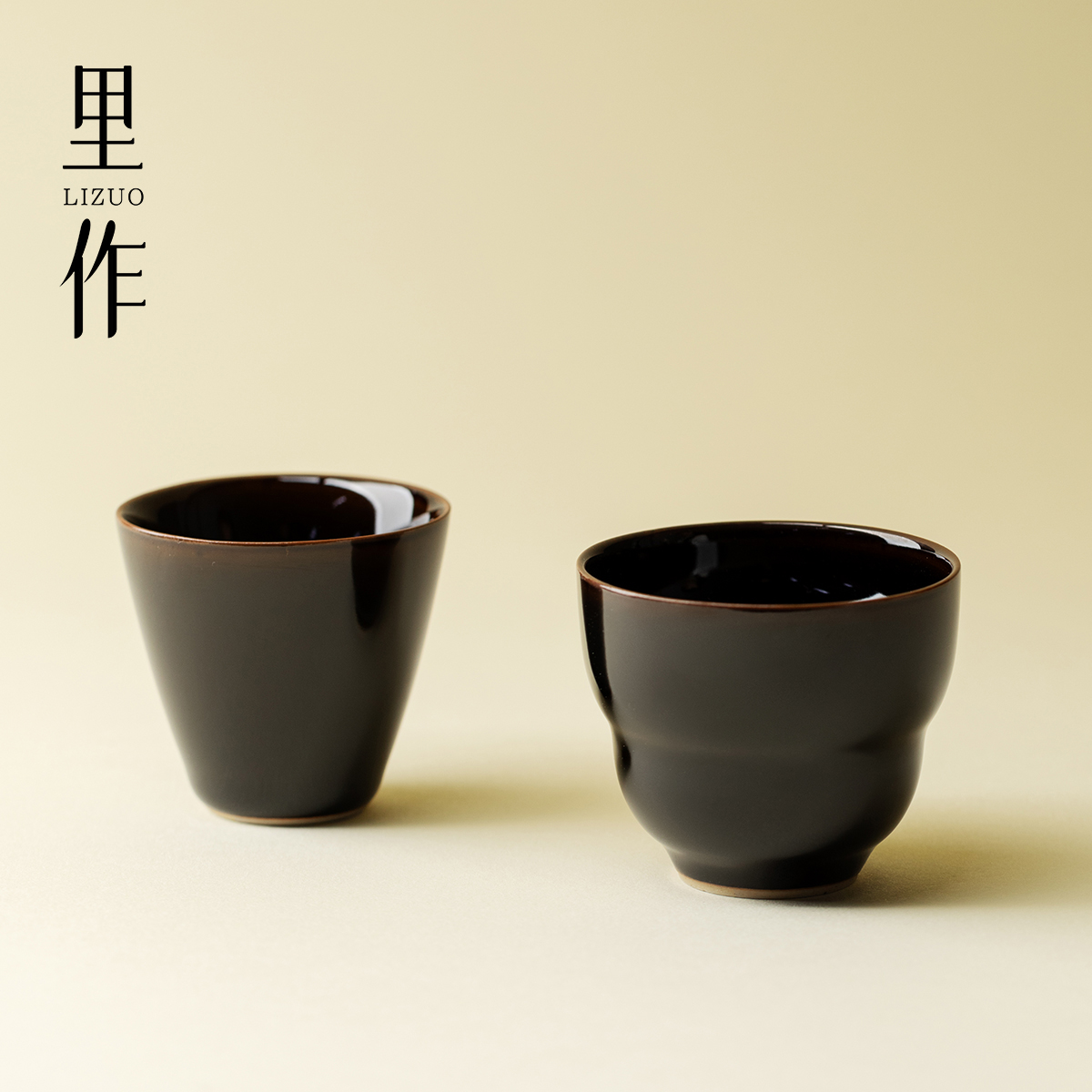 里作黑金釉茶杯景德镇高端陶瓷品茗杯墨染诗行精致主人杯功夫茶具