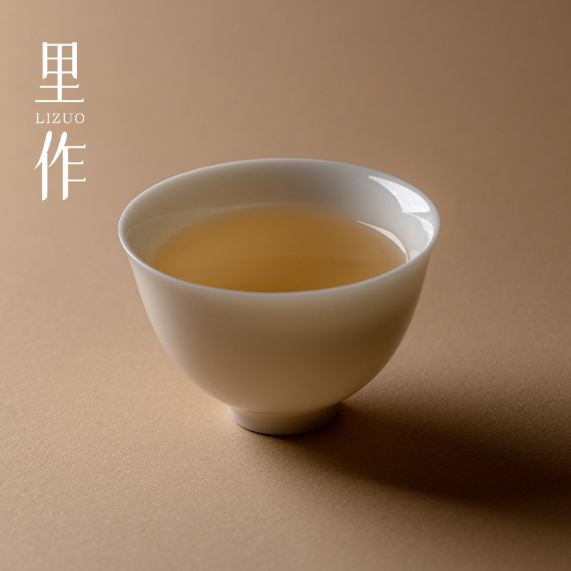 里作中国白高端羊脂白玉瓷小茶杯超薄胎品茗杯功夫茶具纯白闻香杯