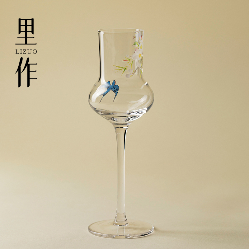 里作耐热玻璃高脚茶杯透明家用品茗杯精致高端主人杯红酒洋酒杯子