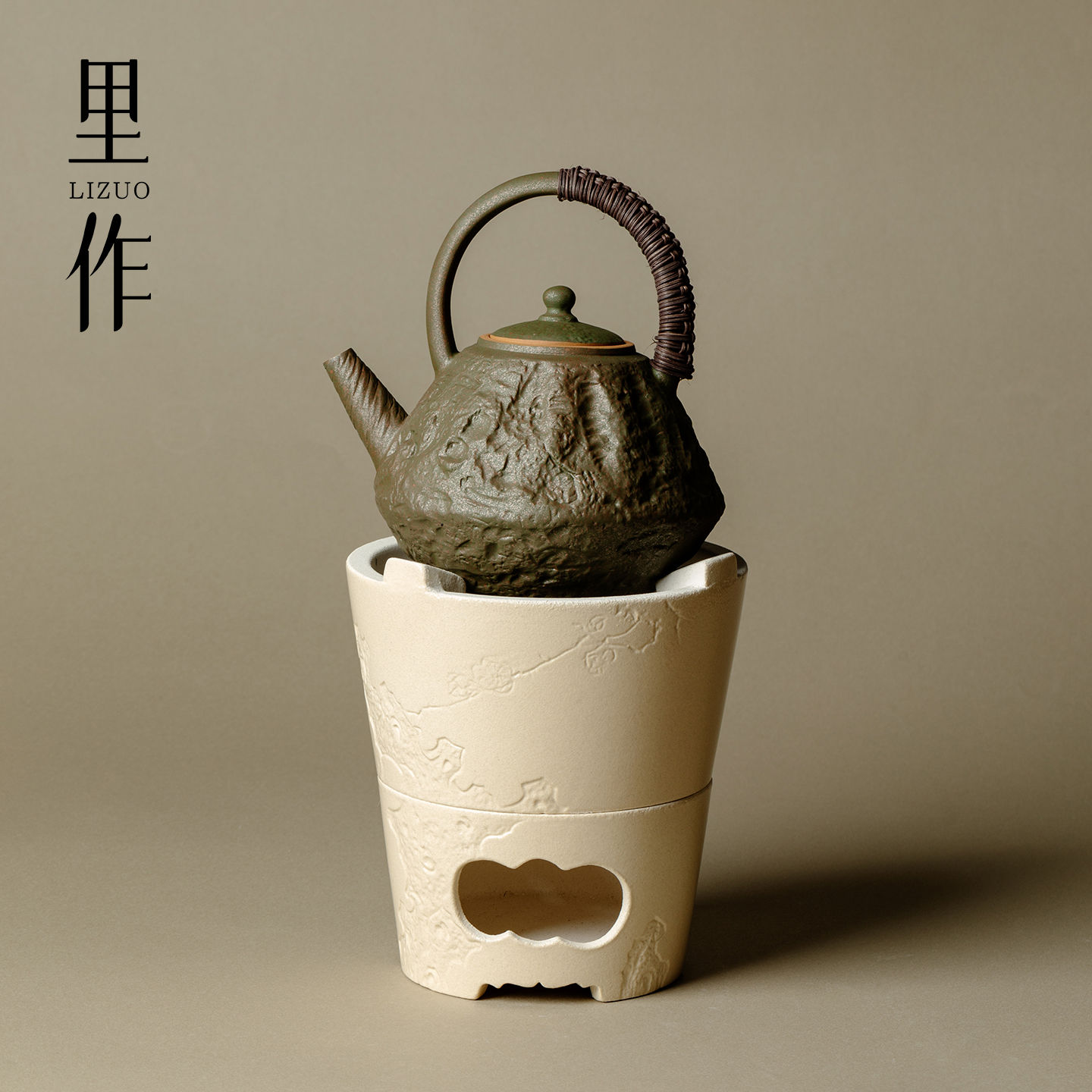 里作冬季围炉煮茶功夫茶具复古家用碳炉提梁壶明火炭火炉白泥风炉