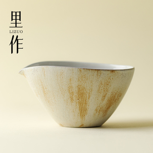 诧寂风粗陶公道杯手工泡茶碗日式 里作 复古陶瓷分茶器高端茶海