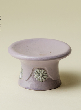 里作 漆绘雕刻紫色茶盖置非遗手工紫砂壶盖碗盖托茶盖垫茶道配件