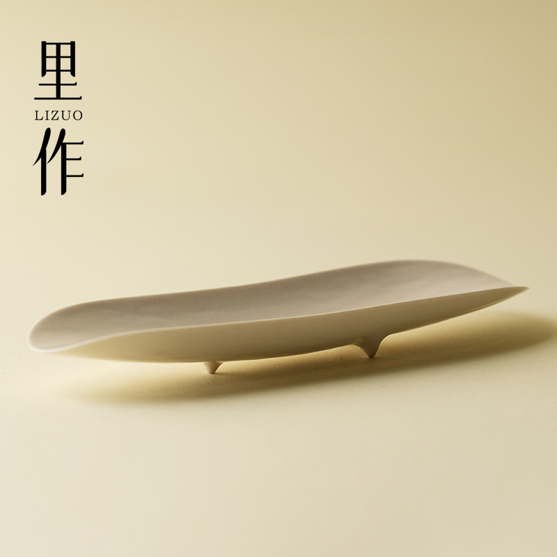 里作 复古草木灰茶则高端陶瓷功夫茶具赏茶荷投茶器高端茶道配件