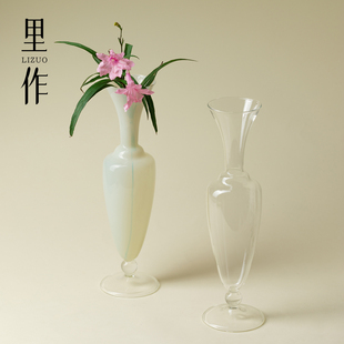 里作创意手工玻璃花瓶摆件客厅插花水培鲜花器皿透明花插玄关摆件