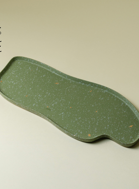 里作中国传统色绿色简约茶盘家用陶瓷茶台功夫茶具茶道配件干泡盘