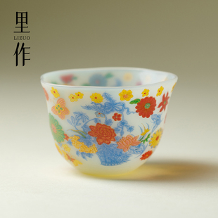 里作 冰玉繁花精致茶杯高端耐热玻璃品茗杯高颜值功夫茶具主人杯