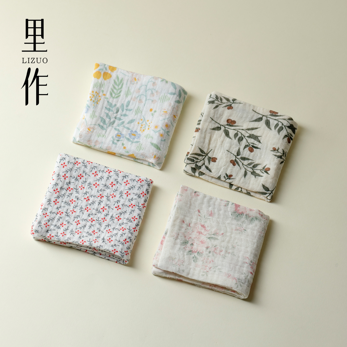 里作亚麻双面碎花茶巾