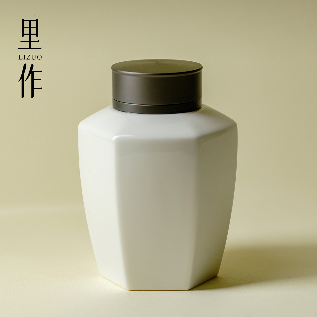 里作六方陶瓷茶叶罐锡盖新中式创意密封罐普洱红茶绿茶防潮存储罐