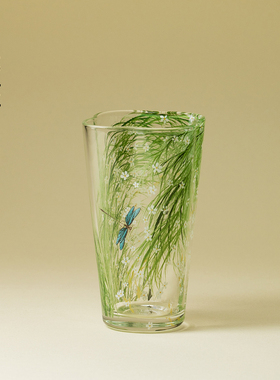 里作芊野玻璃海棠花口主人杯精致手绘高硼硅透明茶杯功夫茶具单杯