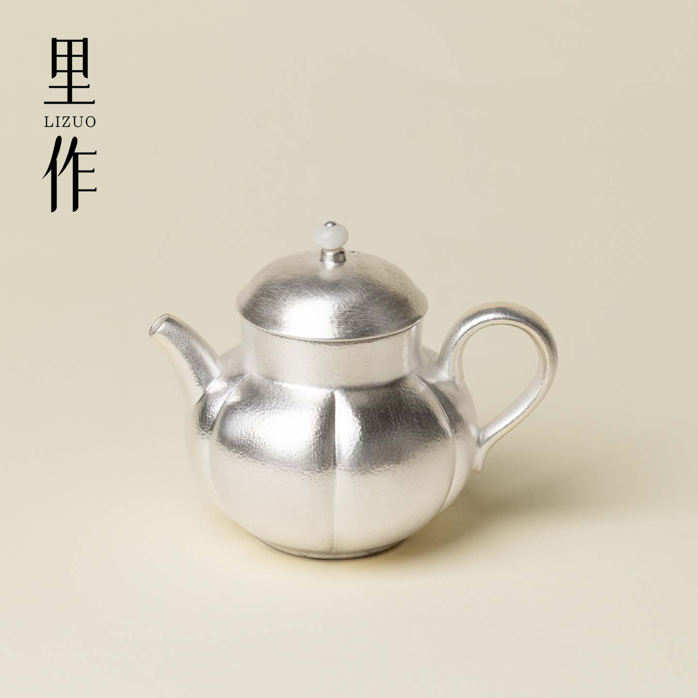里作999纯银南瓜壶高档鎏银陶瓷茶壶家用高级带球孔过滤茶器单壶