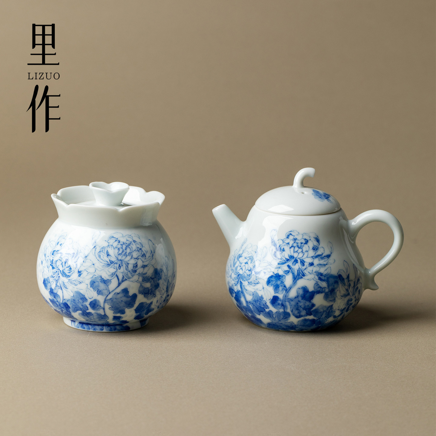 青堂造物 青花手绘秋菊功夫茶具高端陶瓷釉下彩茶壶茶叶罐醒茶罐
