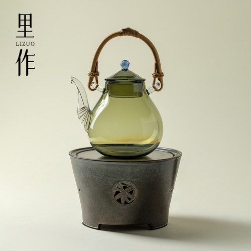 里作 复古黑晶炉煮茶套装2025年新款家用玻璃烧水壶泡茶专用智能
