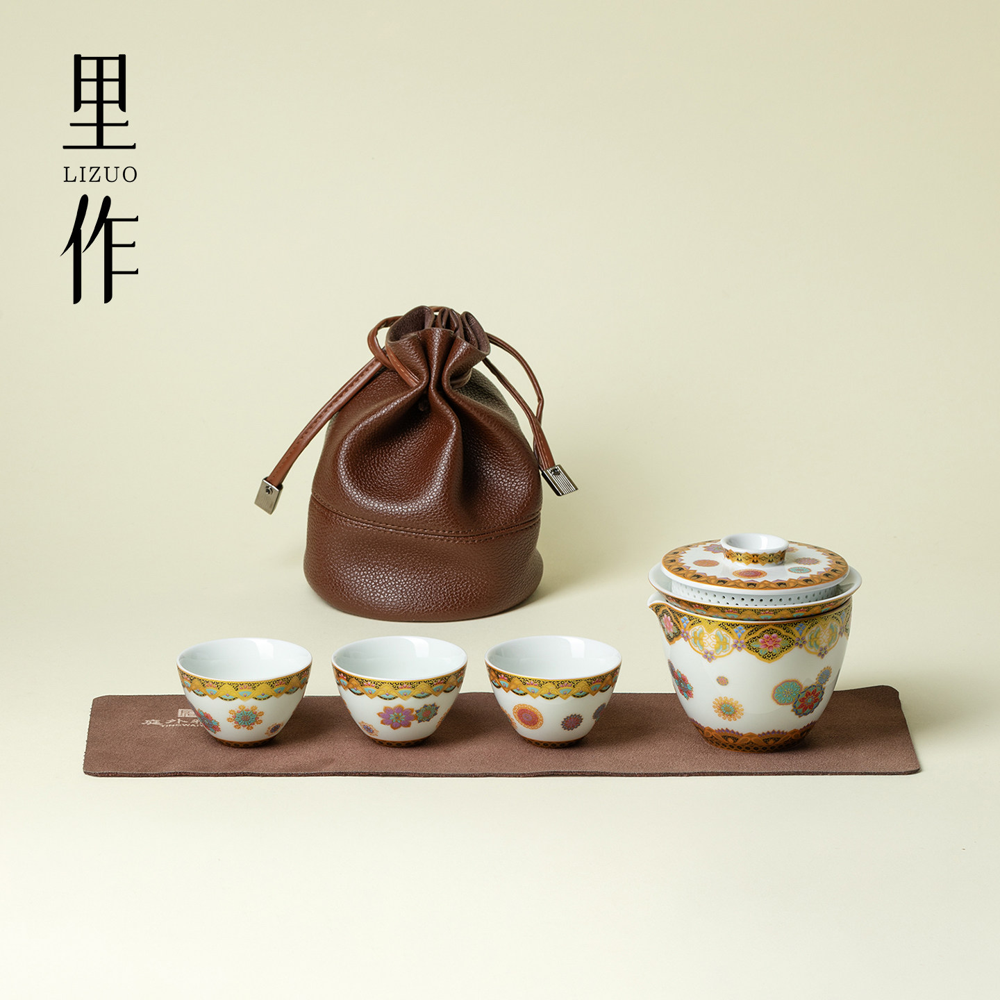 里作纯手工旅行茶具金莳绘百花宴便捷式茶杯茶壶户外高端陶瓷套装,餐饮具,旅行茶具,淘宝优惠券,粉丝福利购,淘宝优惠卷