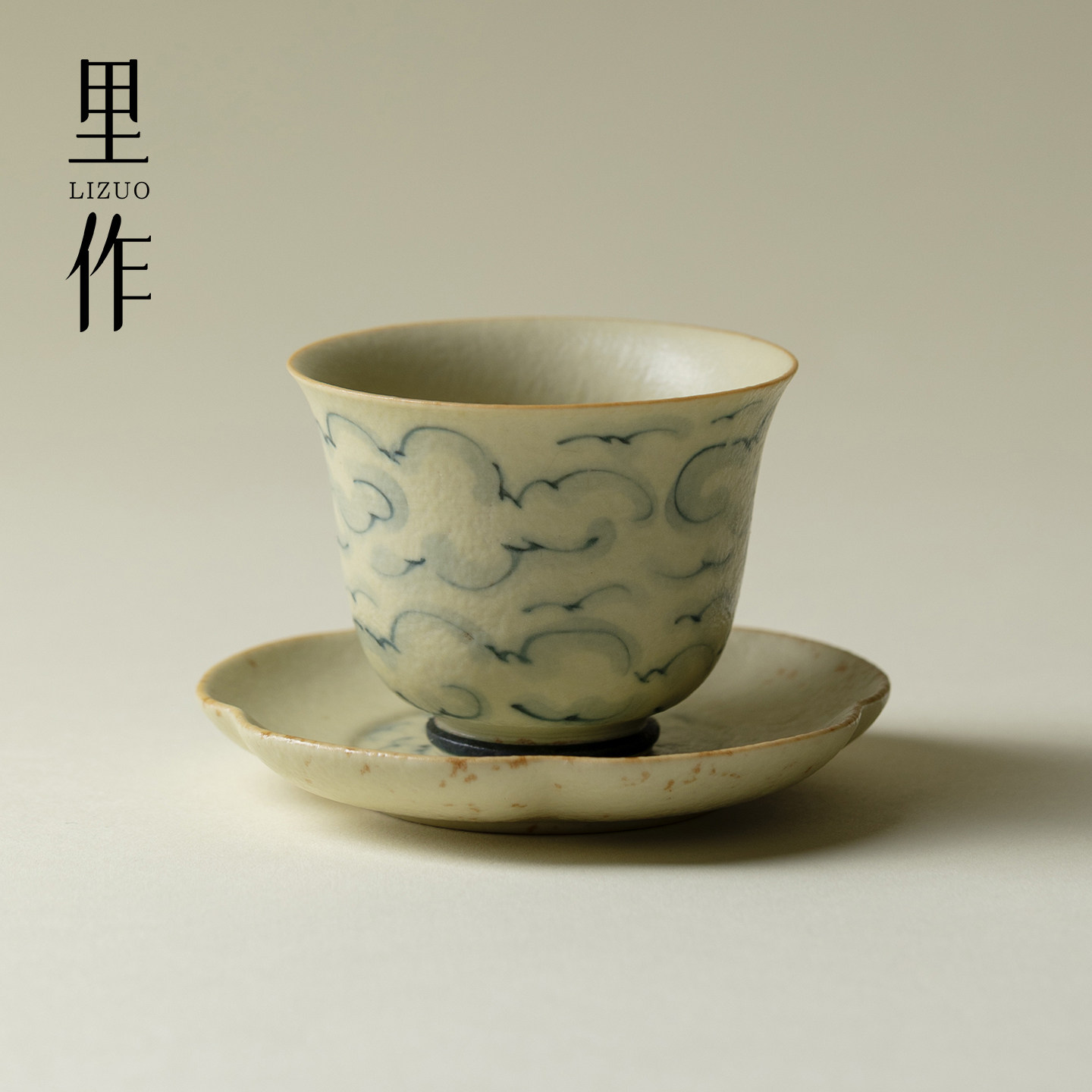 里作青花火石手绘祥云茶杯杯垫套杯复古陶瓷品茗杯个人专用主人杯,餐饮具,茶杯,淘宝优惠券,粉丝福利购,淘宝优惠卷