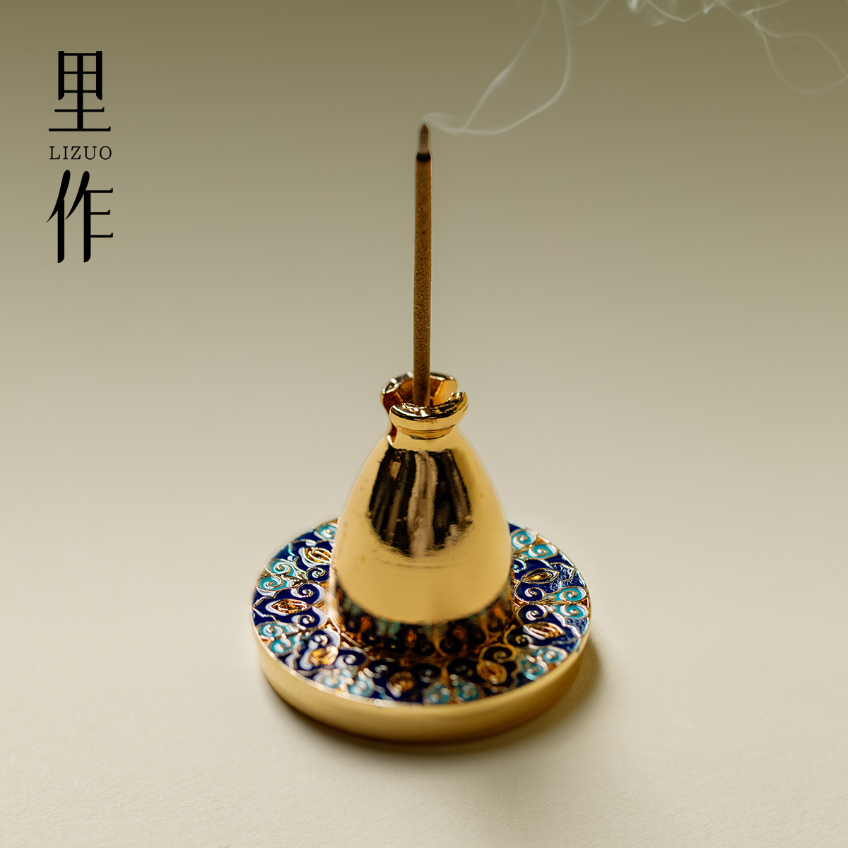 里作珐琅彩手工雕花香插锌合金家用室内檀香插盘香线香插茶道配件