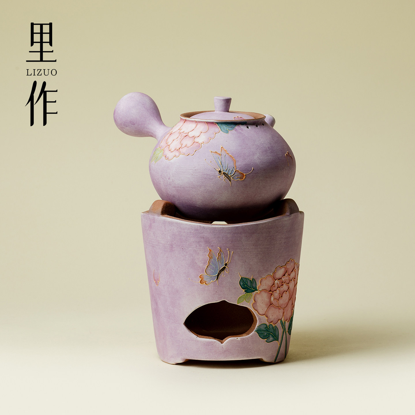 里作堆雕手绘紫烟牡丹茶壶温茶炉套装家用酒精灯小风炉烧水煮茶壶,餐饮具,煮茶炉,淘宝优惠券,粉丝福利购,淘宝优惠卷